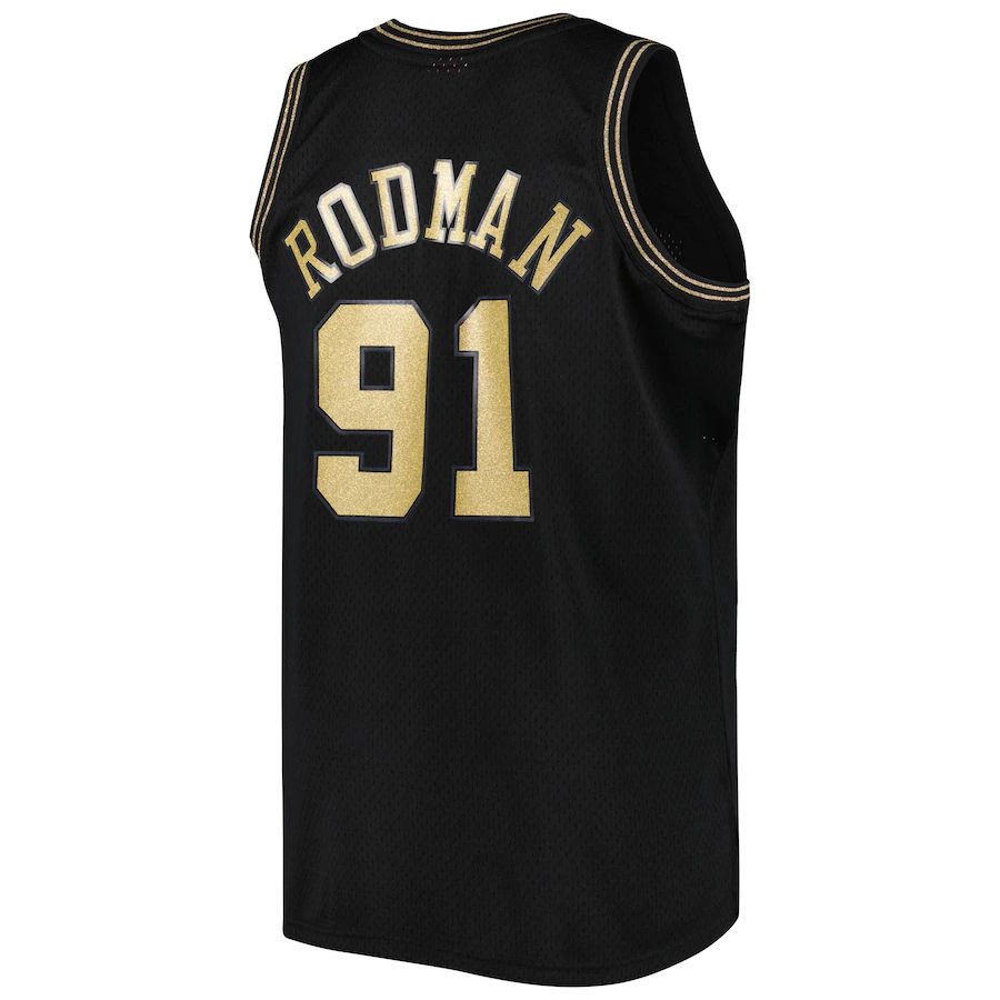 C.Bulls #91 Dennis Rodman Team Big & Tall Hardwood Classics 1997-98 Swingman Jersey Black Stitched American Basketball Jersey