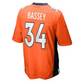 D.Broncos #34 Essang Bassey Orange Game Jersey Stitched American Football Jerseys