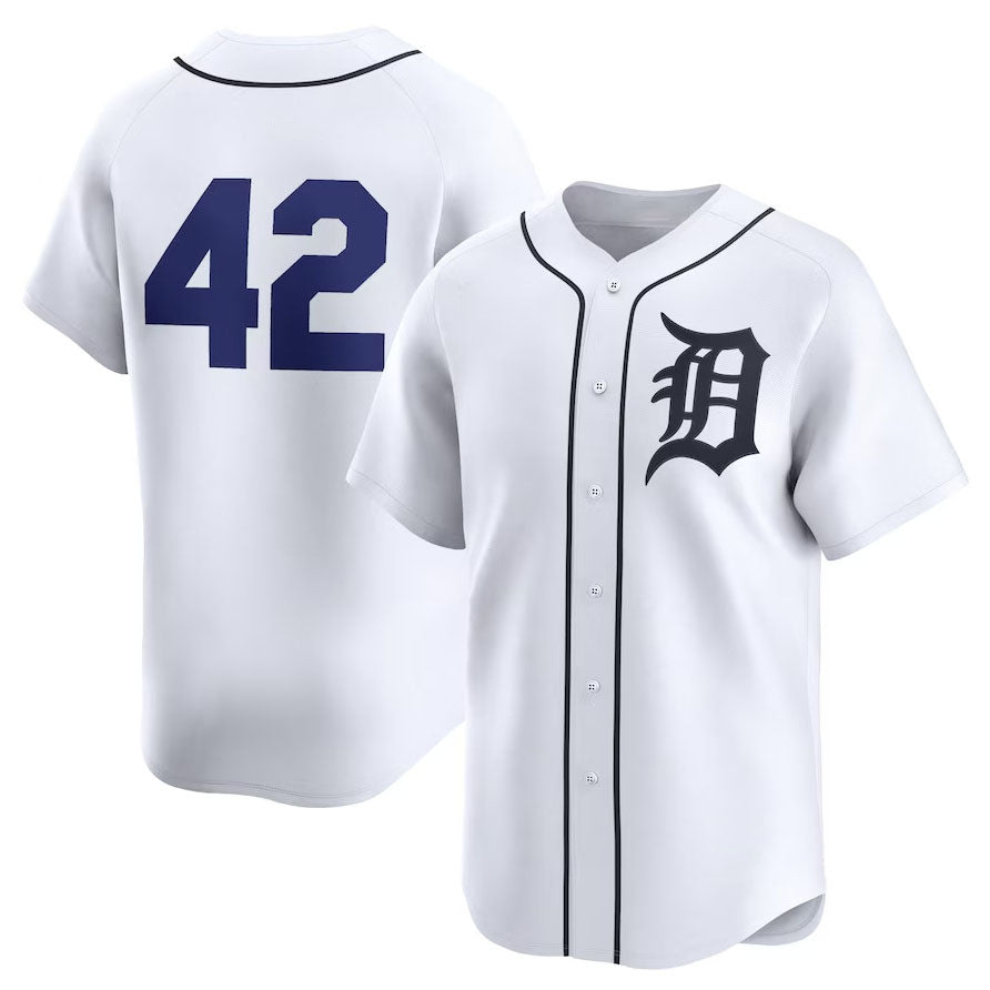 Detroit Tigers 2024 #42 Jackie Robinson Day Home Limited Jersey C White Stitches Baseball Jerseys