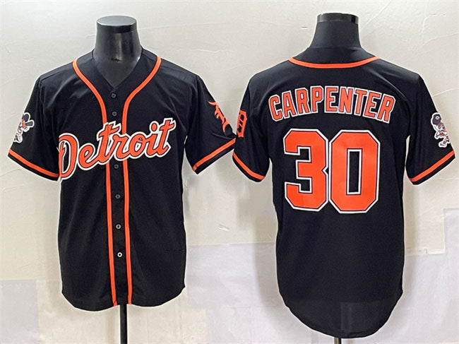 Detroit Tigers #30 Kerry Carpenter Black With Patch Cool Base Stitched Baseball Jersey