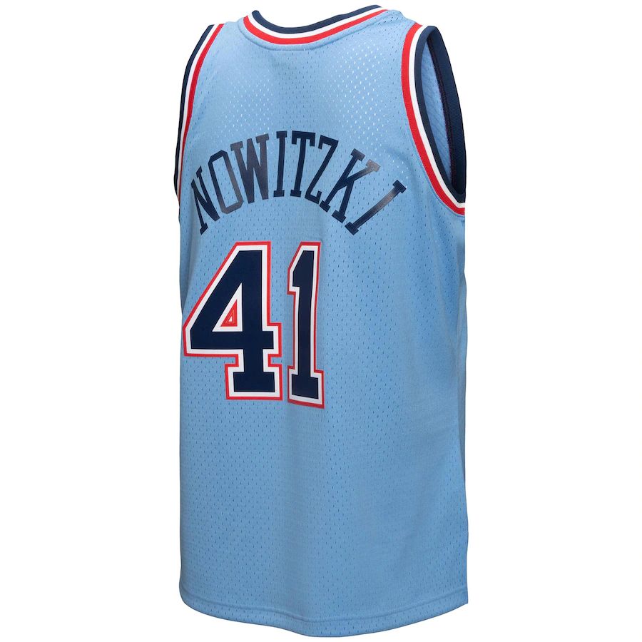 D.Mavericks #41 Dirk Nowitzki 1998-99 Hardwood Classics Reload 3.0 Swingman Jersey Light Blue Stitched American Basketball Jersey