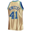 D.Mavericks #41 Dirk Nowitzki 75th Anniversary 1998-99 Hardwood Classics Swingman Jersey Gold Stitched American Basketball Jersey