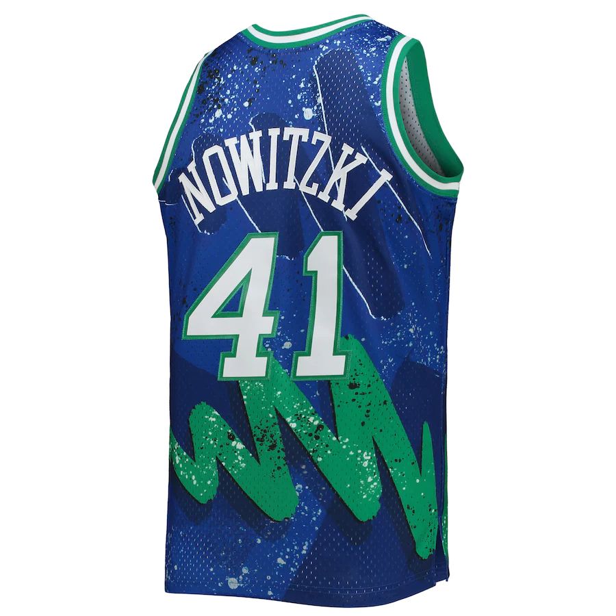 D.Mavericks #41 Dirk Nowitzki Hardwood Classics 1998-99 Hyper Hoops Swingman Jersey Blue Stitched American Basketball Jersey