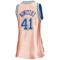 D.Mavericks #41 Dirk Nowitzki 75th Anniversary Rose Gold 1998 Swingman Jersey Pink Stitched American Basketball Jersey
