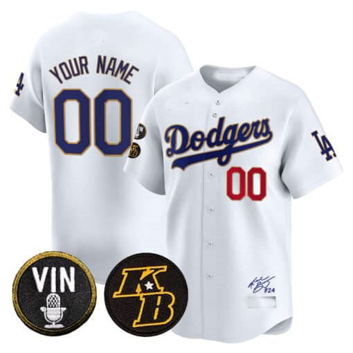 Custom Los Angeles Dodgers Vin Patch & Kobe Bryant Signature Vapor Premier Limited C All Stitched Baseball Jersey