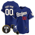 Custom Los Angeles Dodgers Vin & California Patch Gold Trim Vapor Premier Limited All Stitched Baseball Jersey