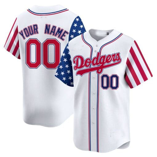 Custom Los Angeles Dodgers White 2024 Independence Day Vapor Premier Limited V2 C All Stitched Baseball Jersey
