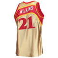 A.Hawks #21 Dominique Wilkins 75th Anniversary 1986-87 Hardwood Classics Swingman Jersey Gold Stitched American Basketball Jersey