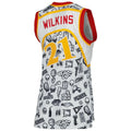 A.Hawks #21 Dominique Wilkins Women's 1986 Doodle Swingman Jersey White Stitched American Basketball Jersey
