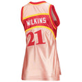 A.Hawks #21 Dominique Wilkins 75th Anniversary Rose Gold 1986 Swingman Jersey Pink Stitched American Basketball Jersey