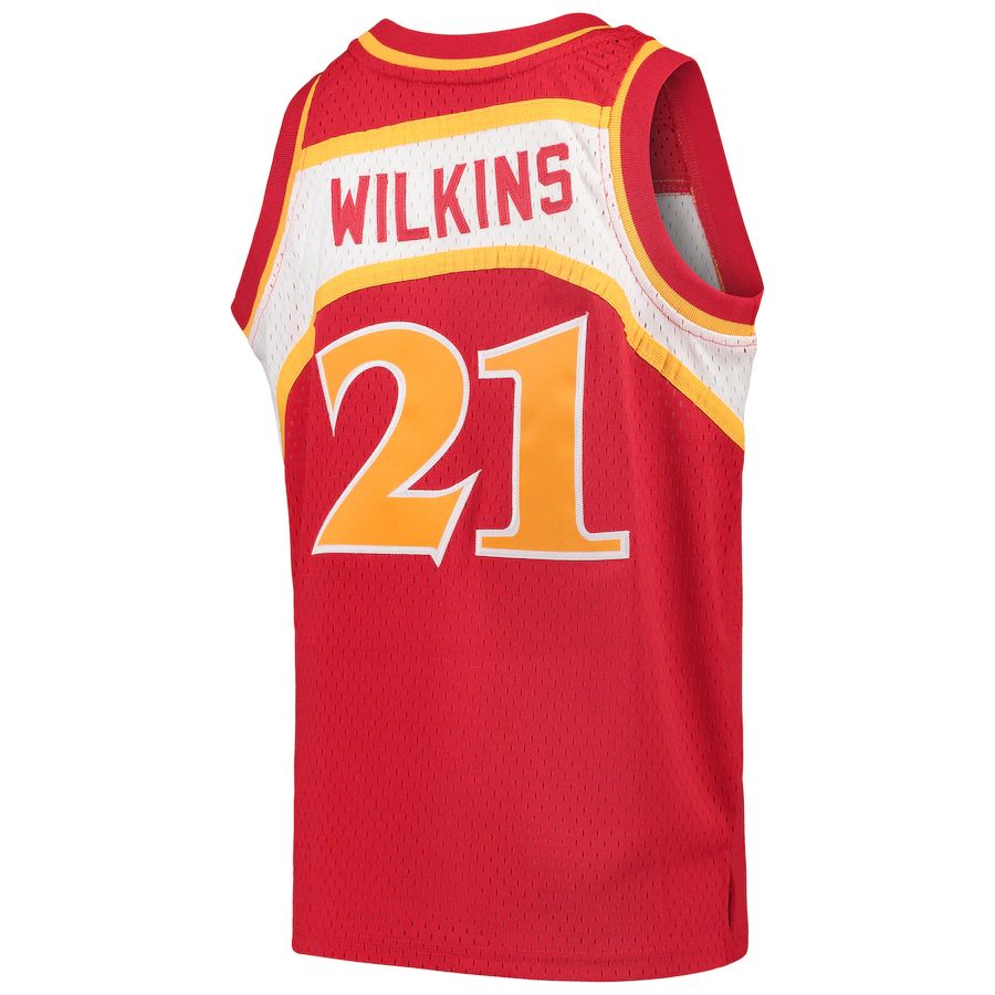 A.Hawks #21 Dominique Wilkins 1986-87 Hardwood Classics Swingman Throwback Jersey Red Stitched American Basketball Jersey