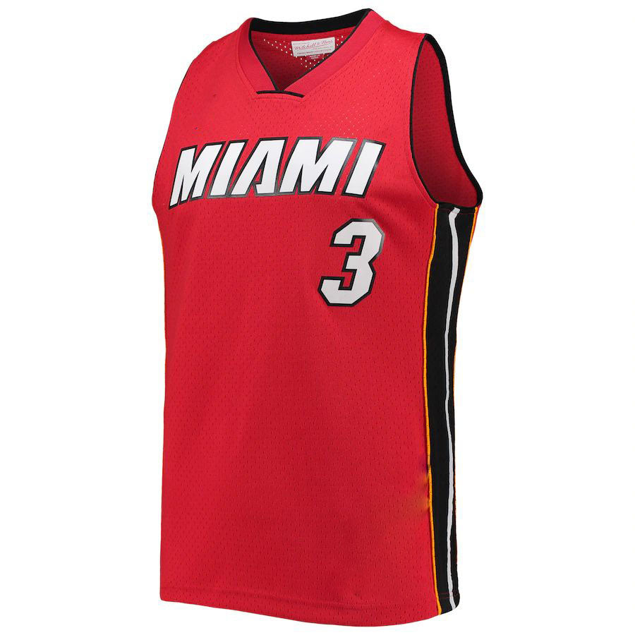 M.Heat #3 Dwyane Wade Big & Tall Hardwood Classics 2005-06 Swingman Jersey Red Stitched American Basketball Jersey