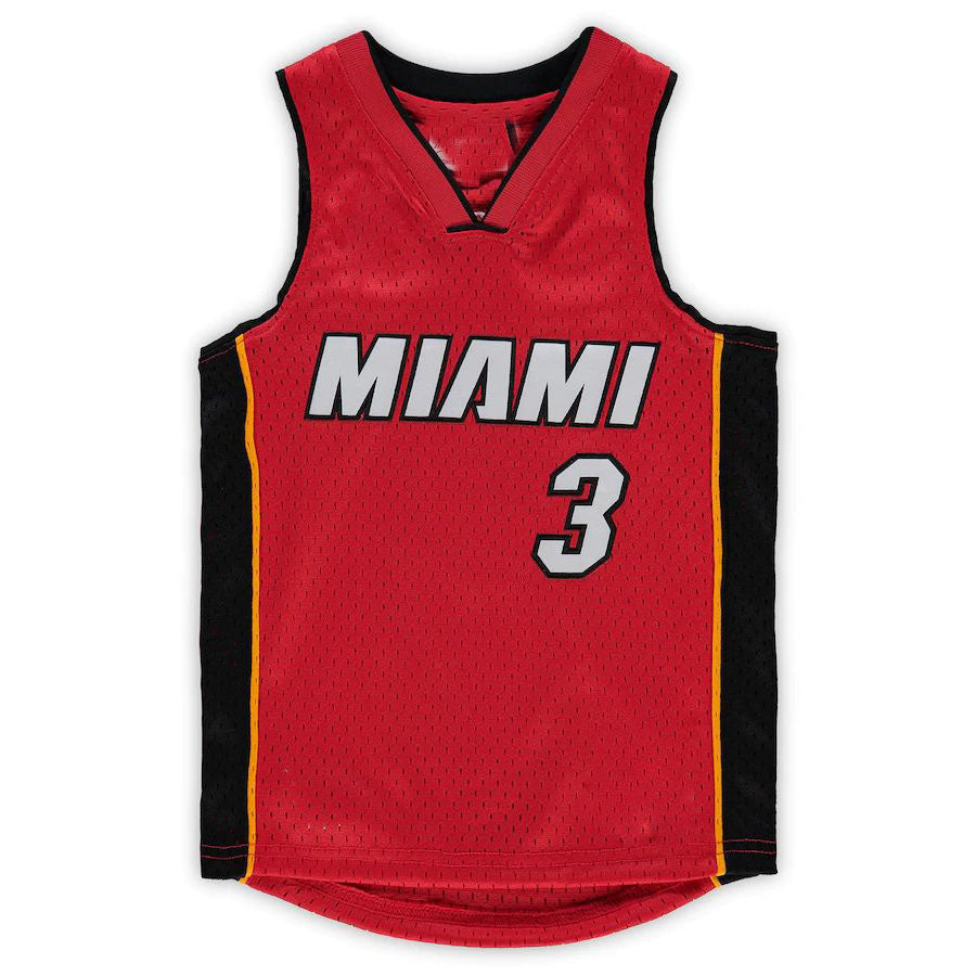 M.Heat #3 Dwyane Wade Preschool 2005-06 Hardwood Classics Player Jersey  Red Stitched American Basketball Jersey