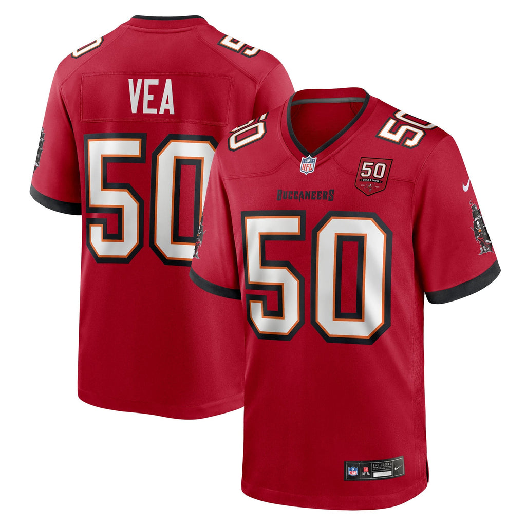 Tampa Bay Buccaneers Vita Vea Red 50th Season Team Game Jersey