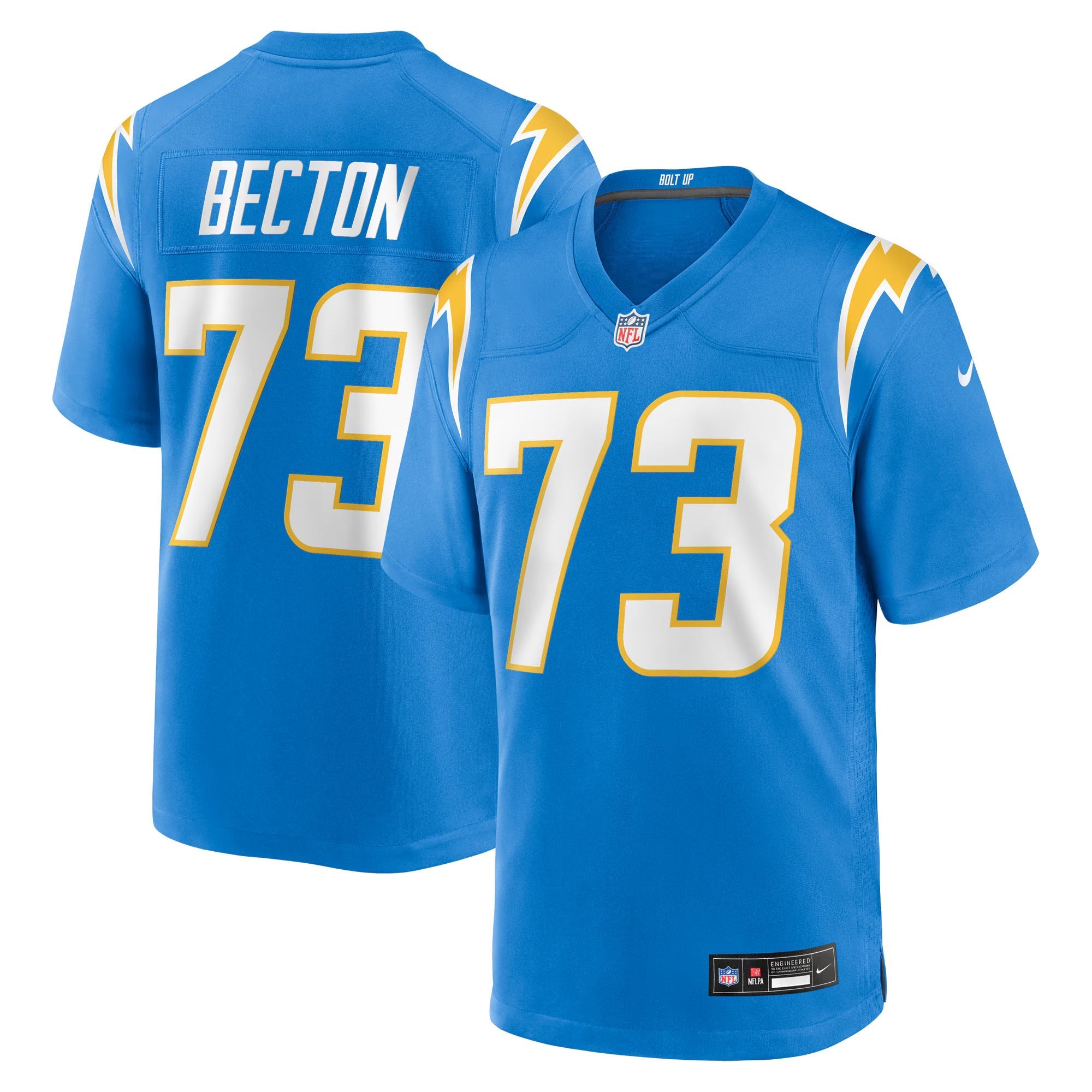 Los Angeles Chargers Mekhi Becton Powder Blue Team Game Jersey
