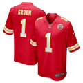 Kansas City Chiefs Number 1 Groom Red Game Jersey