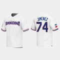 #74 ELOY JIMENEZ DOMINICAN REPUBLIC BASEBALL 2023 WORLD BASEBALL CLASSIC REPLICA JERSEYC WHITE Stitches Baseball Jerseys