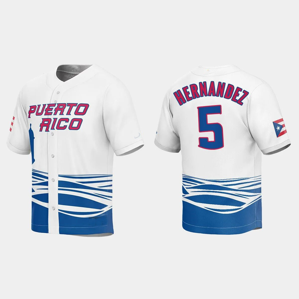 #5 ENRIQUE HERNANDEZ PUERTO RICO BASEBALL 2023 WORLD BASEBALL CLASSIC JERSEYC WHITE Stitches Baseball Jerseys