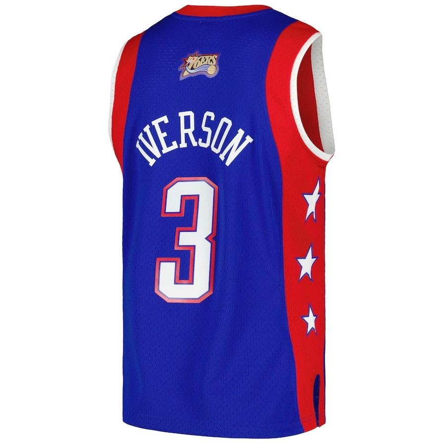 E.Conference #3 Allen Iverson Hardwood Classics 2004 All-Star Game Swingman Throwback Jersey - Royal American Basketball Jersey