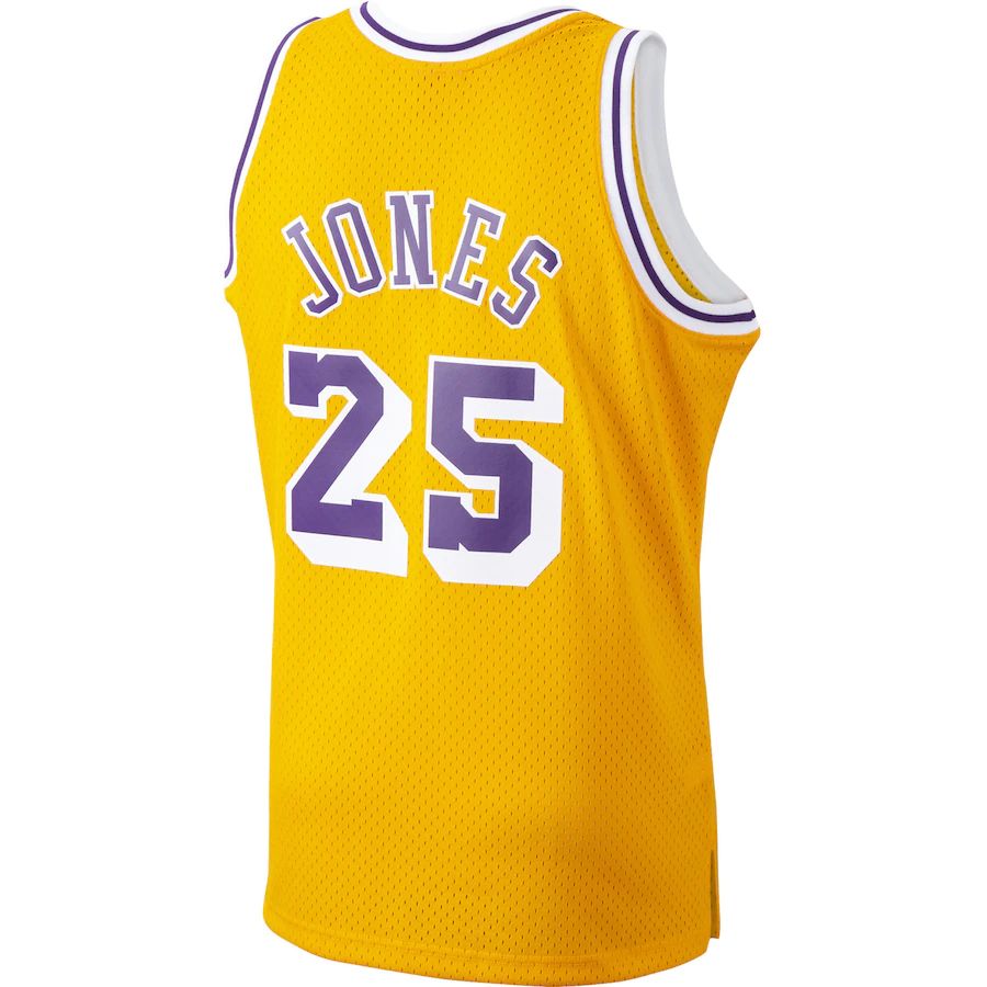 LA.Lakers #25 Ed Jones 1994-95 Hardwood Classics Swingman Player Jersey Gold Stitched American Basketball Jersey