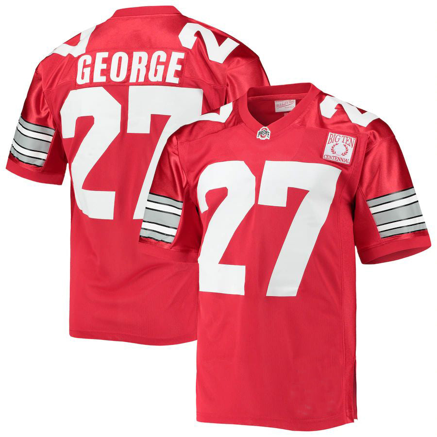 O.State Buckeyes #27 Eddie George 1995 Authentic Throwback Scarlet Football Jersey Stitched American College Jerseys