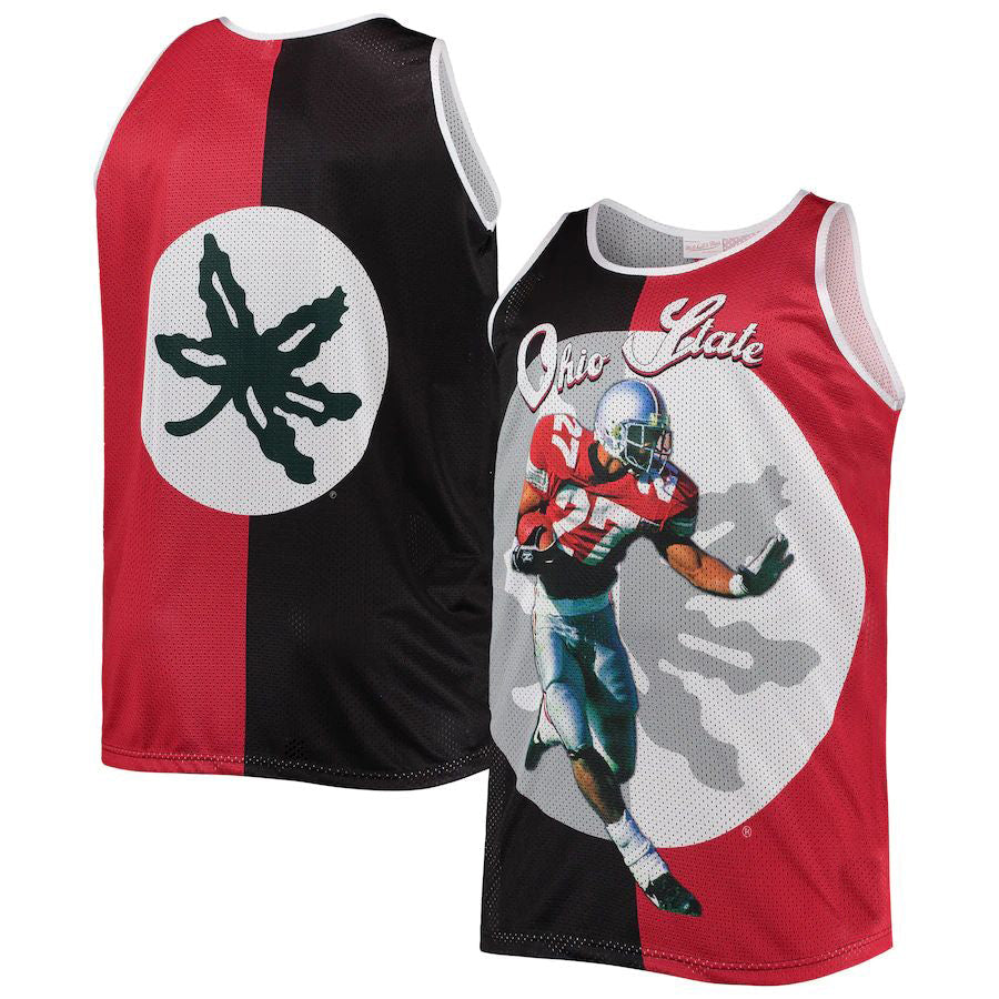 O.State Buckeyes #27 Eddie George Sublimated Player Big & Tall Tank Top Black Scarlet Stitched American College Jerseys