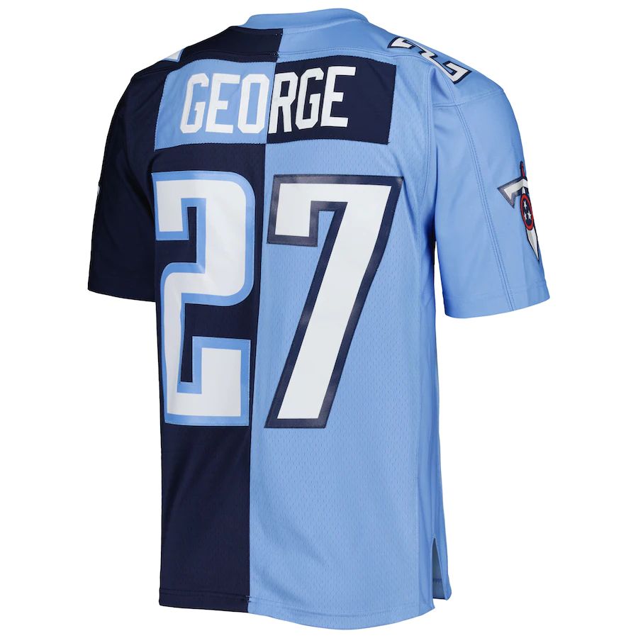 T.Titans #27 Eddie George 1999 Split Legacy Replica Jersey Navy Light Blue Stitched American Football Jerseys