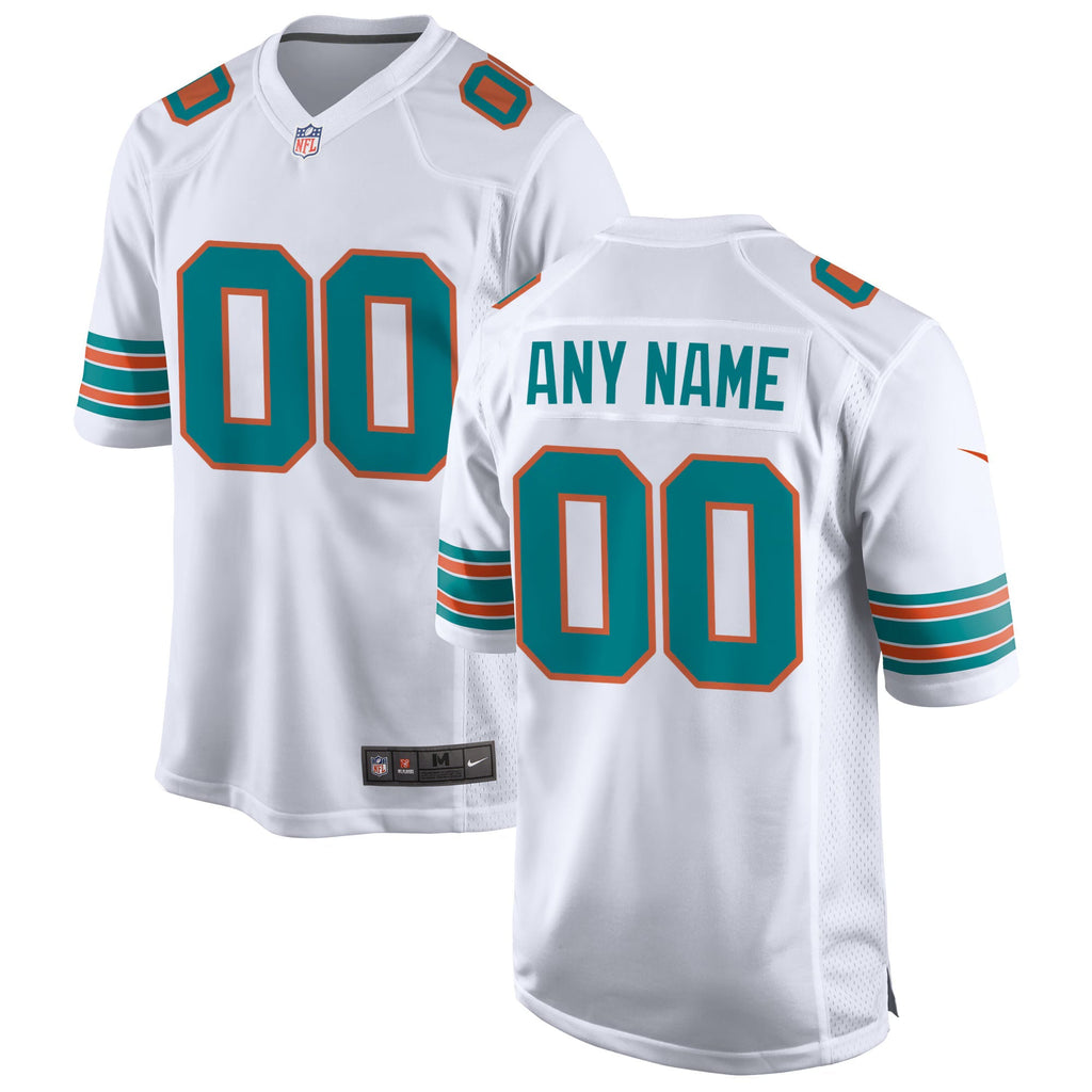 Miami Dolphins White Alternate Custom Game Jersey