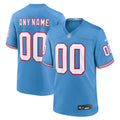 Tennessee Titans Light Blue Oilers Throwback Custom Game Jersey