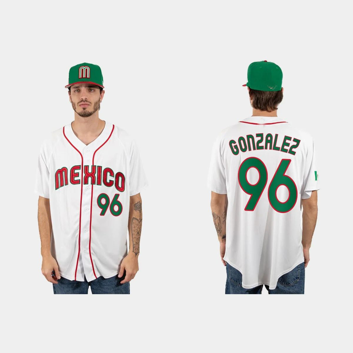 #96 FELIPE GONZALEZ MEXICO BASEBALL 2023 WORLD BASEBALL CLASSIC JERSEYC WHITE Stitches Baseball Jerseys