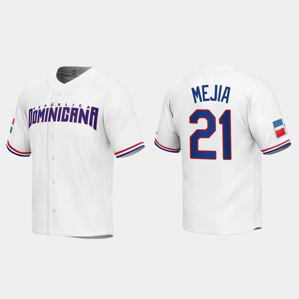#21 FRANCISCO MEJIA DOMINICAN REPUBLIC BASEBALL 2023 WORLD BASEBALL CLASSIC REPLICA JERSEYC WHITE Stitches Baseball Jerseys