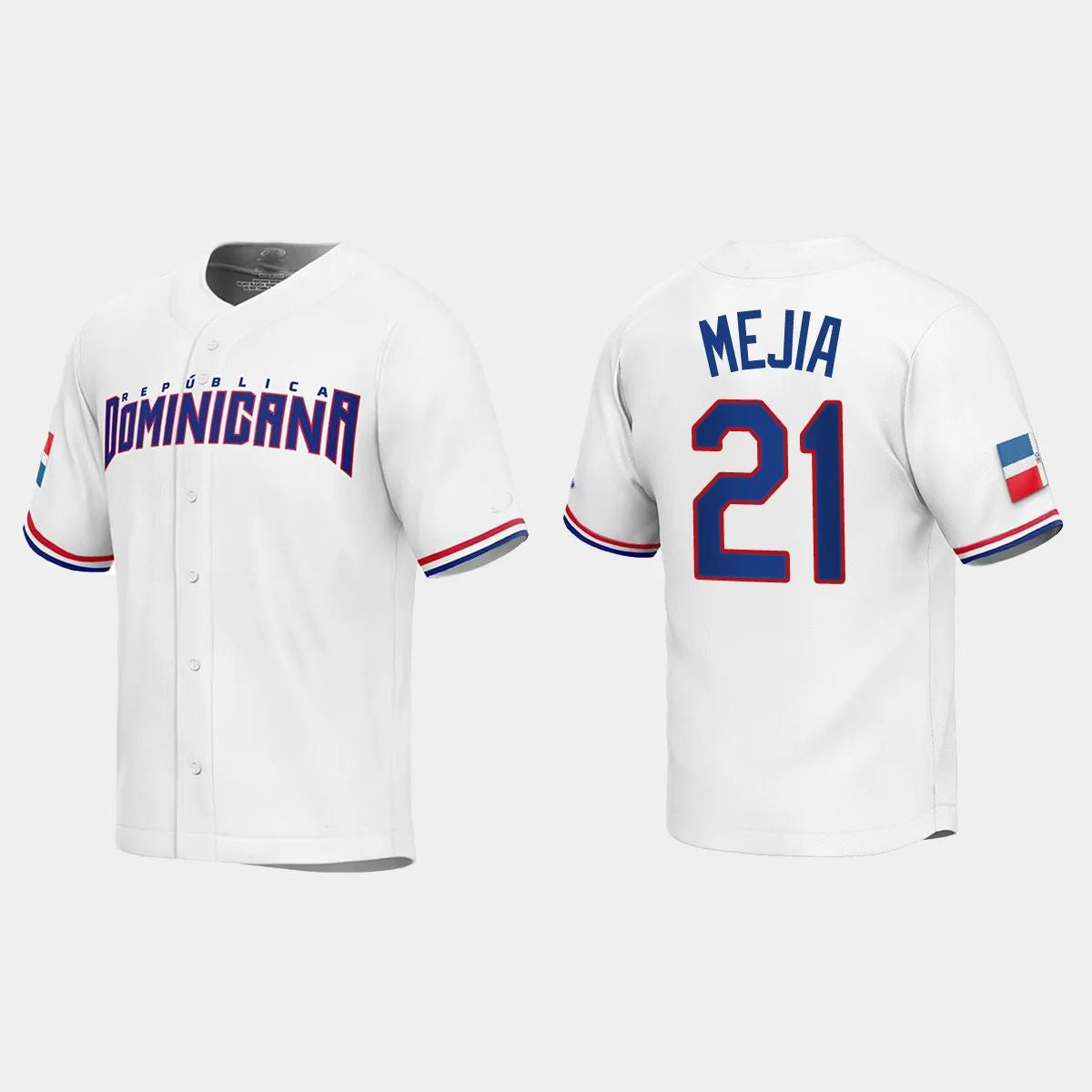 #21 FRANCISCO MEJIA DOMINICAN REPUBLIC BASEBALL 2023 WORLD BASEBALL CLASSIC REPLICA JERSEYC WHITE Stitches Baseball Jerseys