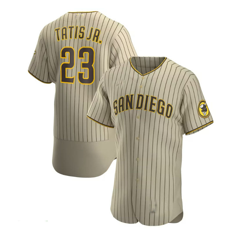 San Diego Padres #23 Fernando Tatas Jr. Alternate Authentic Player Jersey - Tan Brown Baseball Jerseys