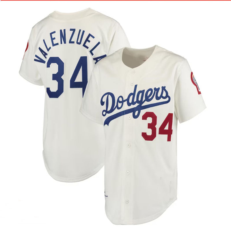 Los Angeles Dodgers #34 Fernando Valenzuela Authentic Jersey - White Baseball Jerseys