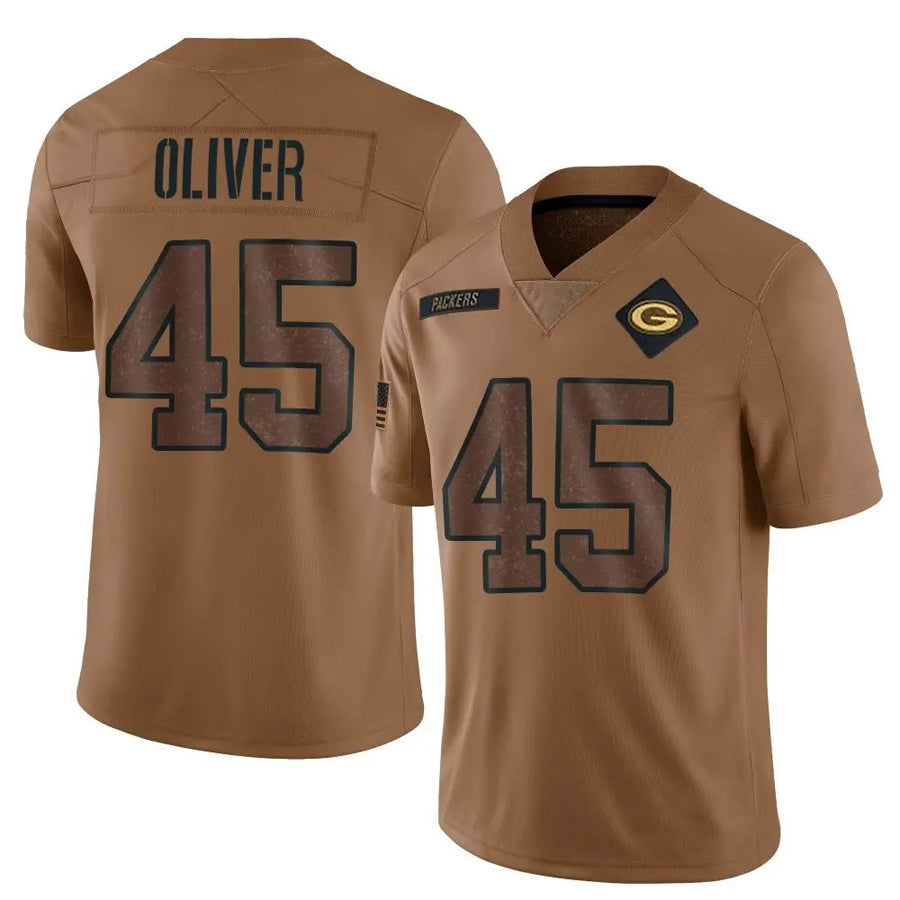 GB.Packers #45 Collin Oliver Player Brown Salute To Service Limited Football Jerseys