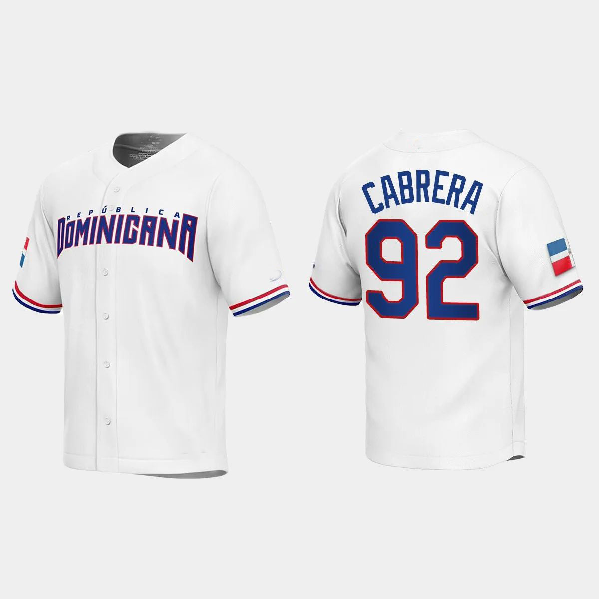 #92 GENESIS CABRERA DOMINICAN REPUBLIC BASEBALL 2023 WORLD BASEBALL CLASSIC REPLICA JERSEYC WHITE Stitches Baseball Jerseys