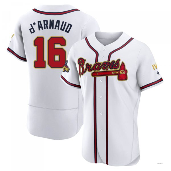 Atlanta Braves #16 Travis dArnaud Gold White 2022 Program Jersey Stitches Baseball Jerseys