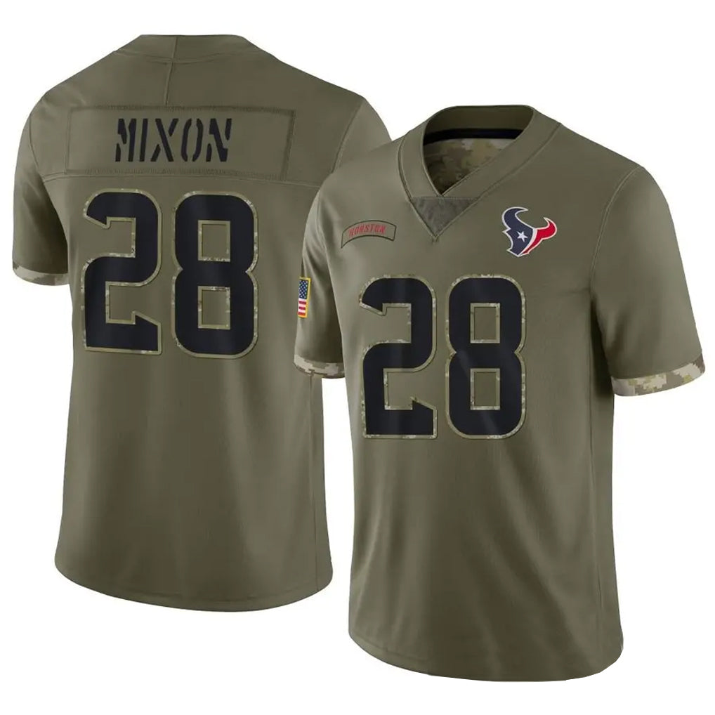 H.Texans #28 Joe Mixon Player Olive Salute To Service Football Jerseys
