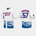 #57 HECTOR SANTIAGO PUERTO RICO BASEBALL 2023 WORLD BASEBALL CLASSIC JERSEYC WHITE Stitches Baseball Jerseys