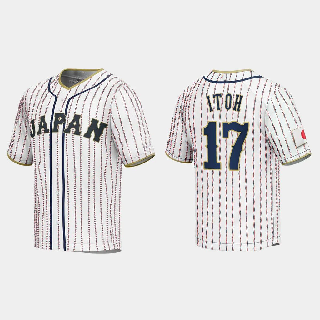 #17 HIROMI ITOH JAPAN BASEBALL 2023 WORLD BASEBALL CLASSIC JERSEYC WHITE Stitches Baseball Jerseys
