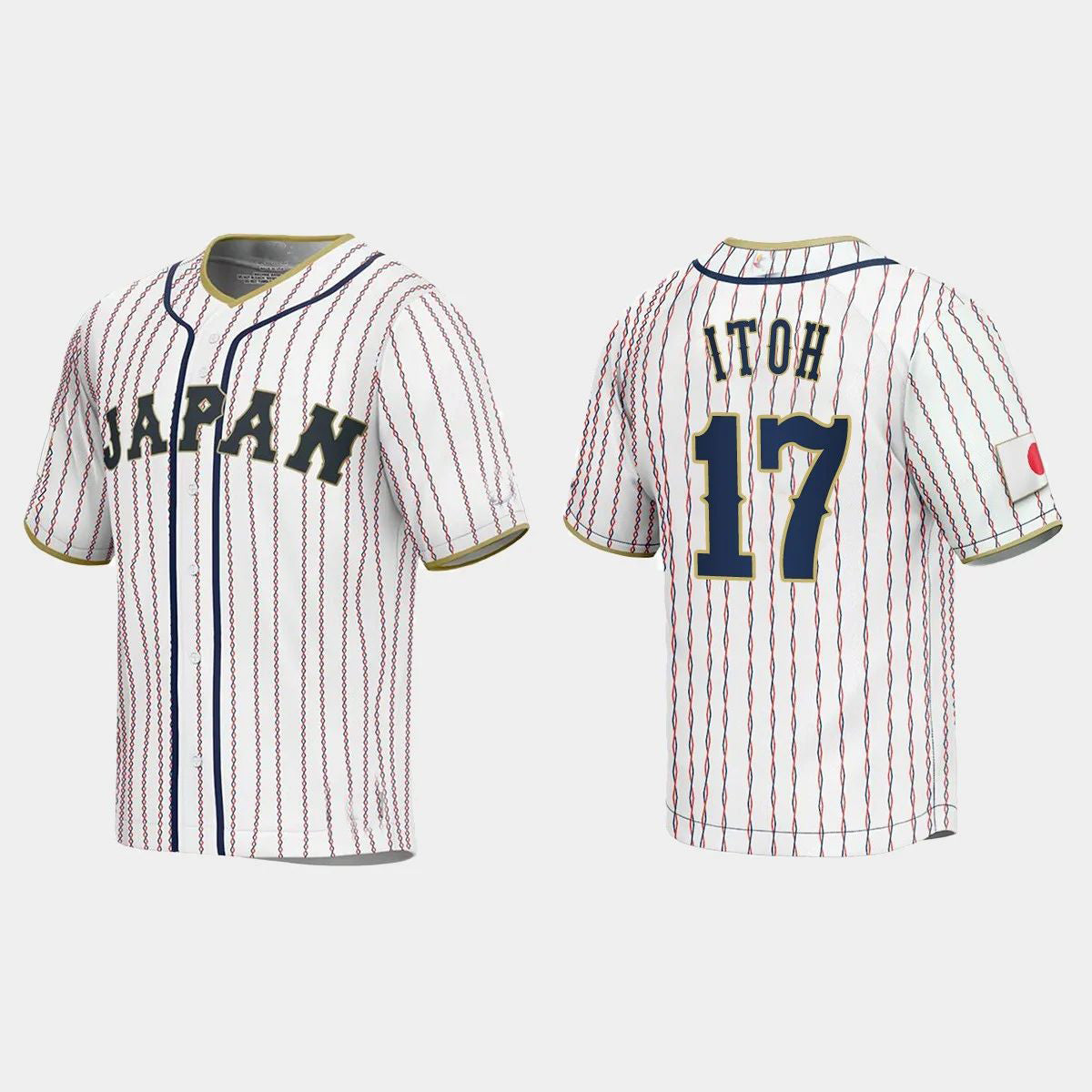 #17 HIROMI ITOH JAPAN BASEBALL 2023 WORLD BASEBALL CLASSIC JERSEYC WHITE Stitches Baseball Jerseys