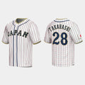 #28 HIROTO TAKAHASHI JAPAN BASEBALL 2023 WORLD BASEBALL CLASSIC JERSEYC WHITE Stitches Baseball Jerseys
