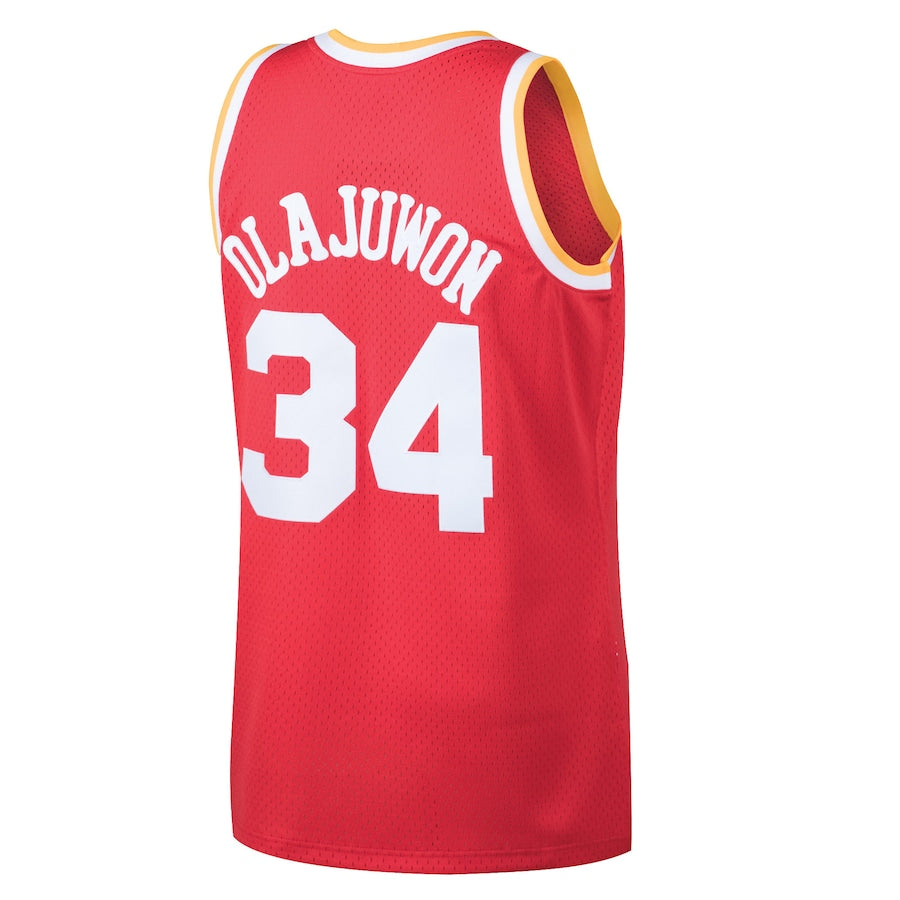 H.Rockets #34 Hakeem Olajuwon 1993-94 Hardwood Classics Swingman Jersey Red Stitched American Basketball Jersey