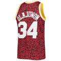 H.Rockets #34 Hakeem Olajuwon 1993-94 Hardwood Classics Wildlife Swingman Jersey Red Stitched American Basketball Jersey