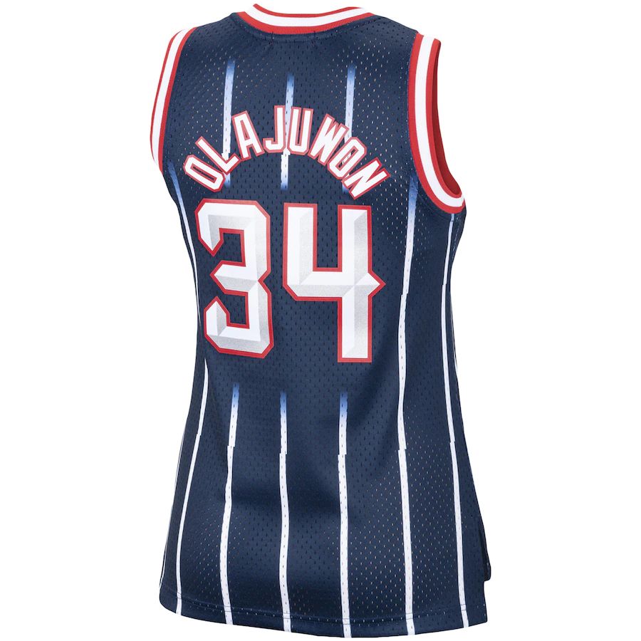 H.Rockets #34 Hakeem Olajuwon Women's Hardwood Classics Swingman Jersey Navy Stitched American Basketball Jersey