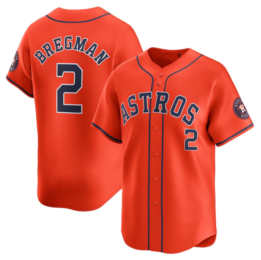 Houston Astros #2 Alex Bregman Alternate Limited Player Jersey Orange Stitched Baseball Jersey