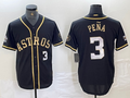 Houston Astros #3 Jeremy Pena Black Gold Player Number Cool Base Baseball Jersey