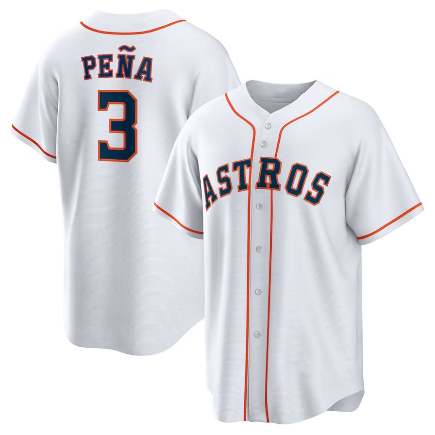 Houston Astros #3 Jeremy Pea Home Replica Jersey - White Stitched Baseball Jersey