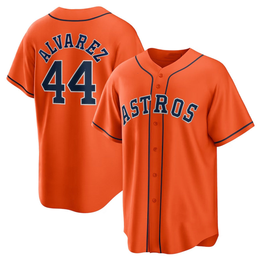 Houston Astros #44 Yordanlvarez Alternate Replica Player Jersey - Orange Stitched Baseball Jersey