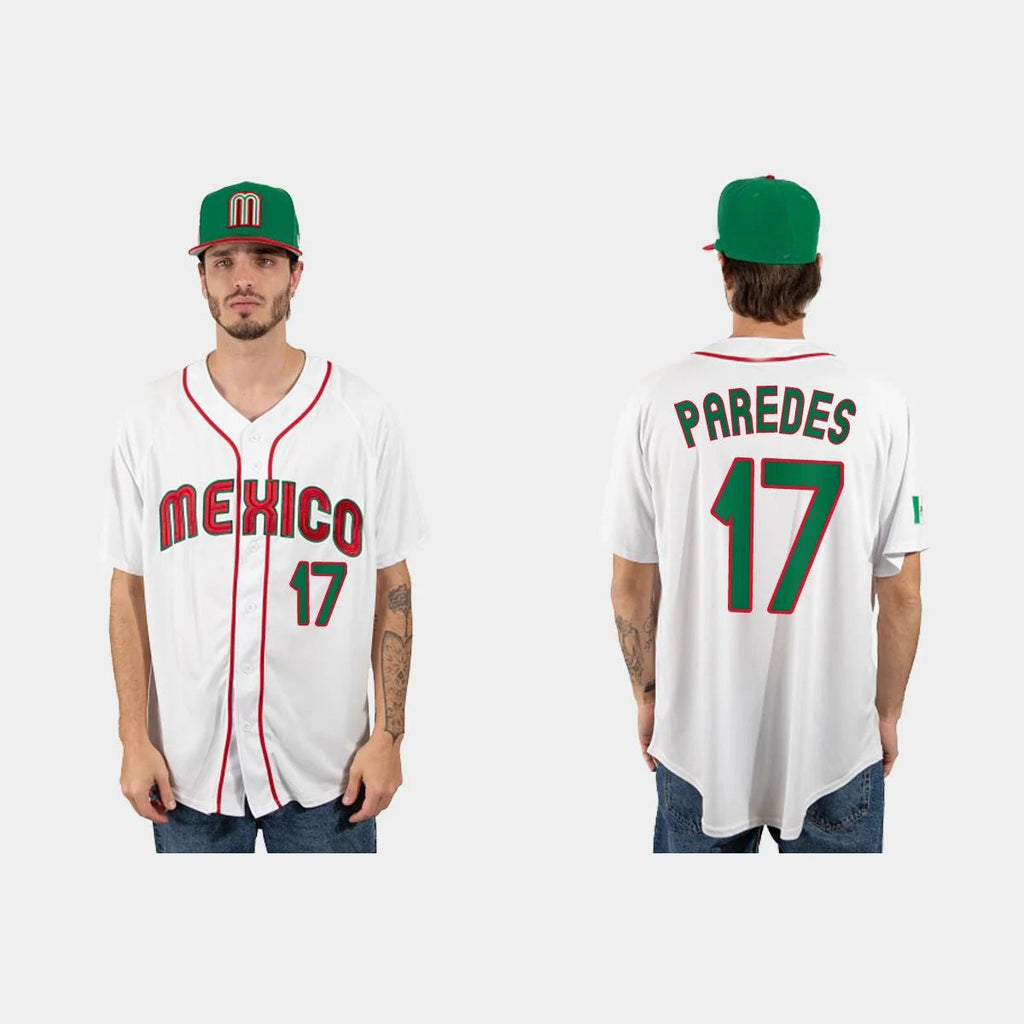 #17 ISAAC PAREDES MEXICO BASEBALL 2023 WORLD BASEBALL CLASSIC JERSEYC WHITE Stitches Baseball Jerseys